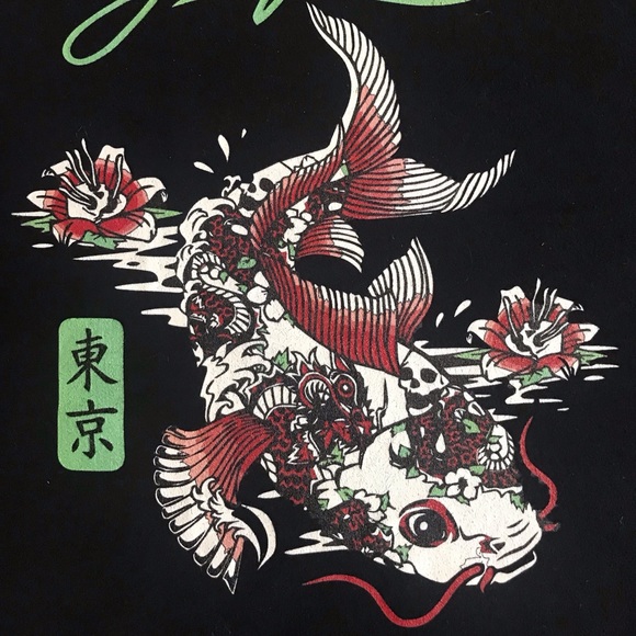 Koi fish black tee - Picture 3 of 4